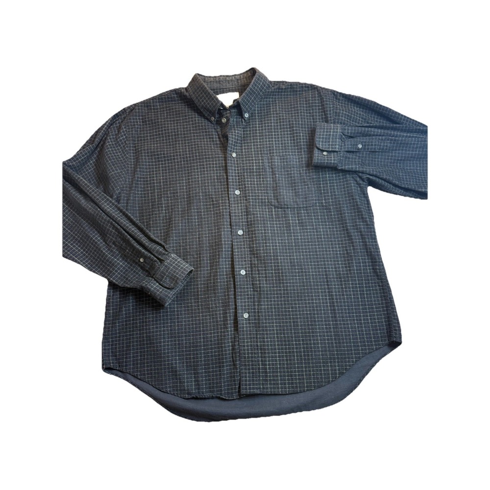 Preswick & Moore Mens Corduroy Button Up L/S XL Grey/Black‎ Check Shirt Academia